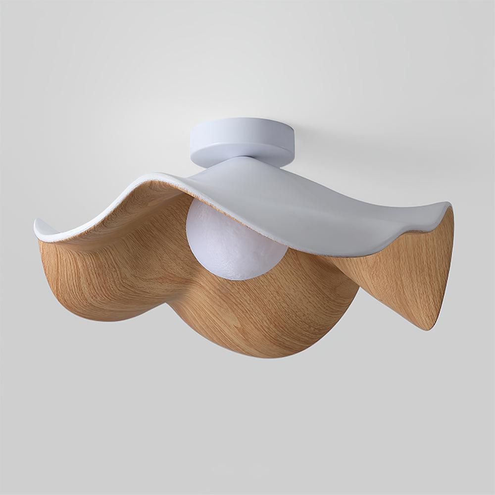 Belenor loftlampe med lotusblad i træ og hvid finish