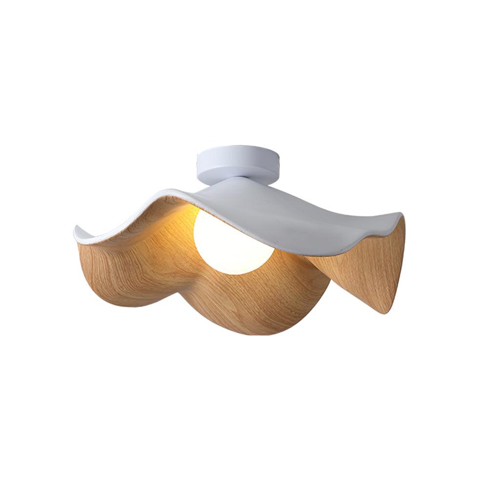 Belenor loftlampe med lotusblad i træ og hvid finish