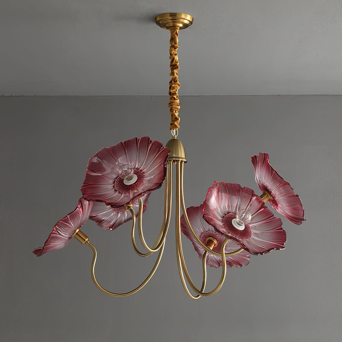 Velorora lysekrone med lotusblad og glas