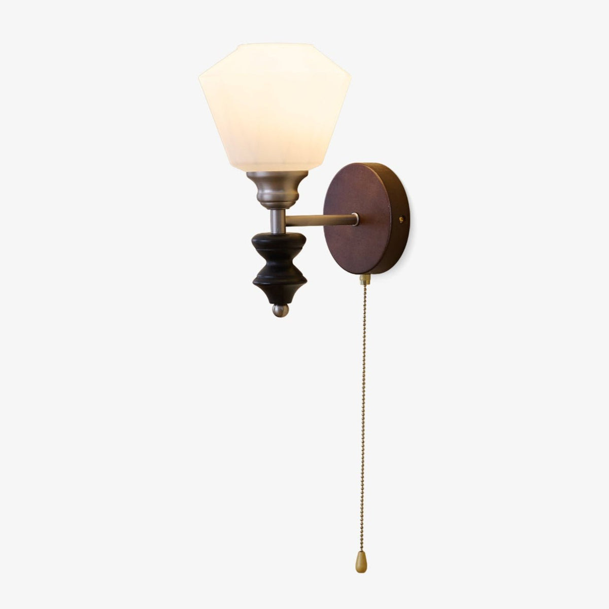 Lucille elegant klassisk kunstnerisk væglampe i glas og træ