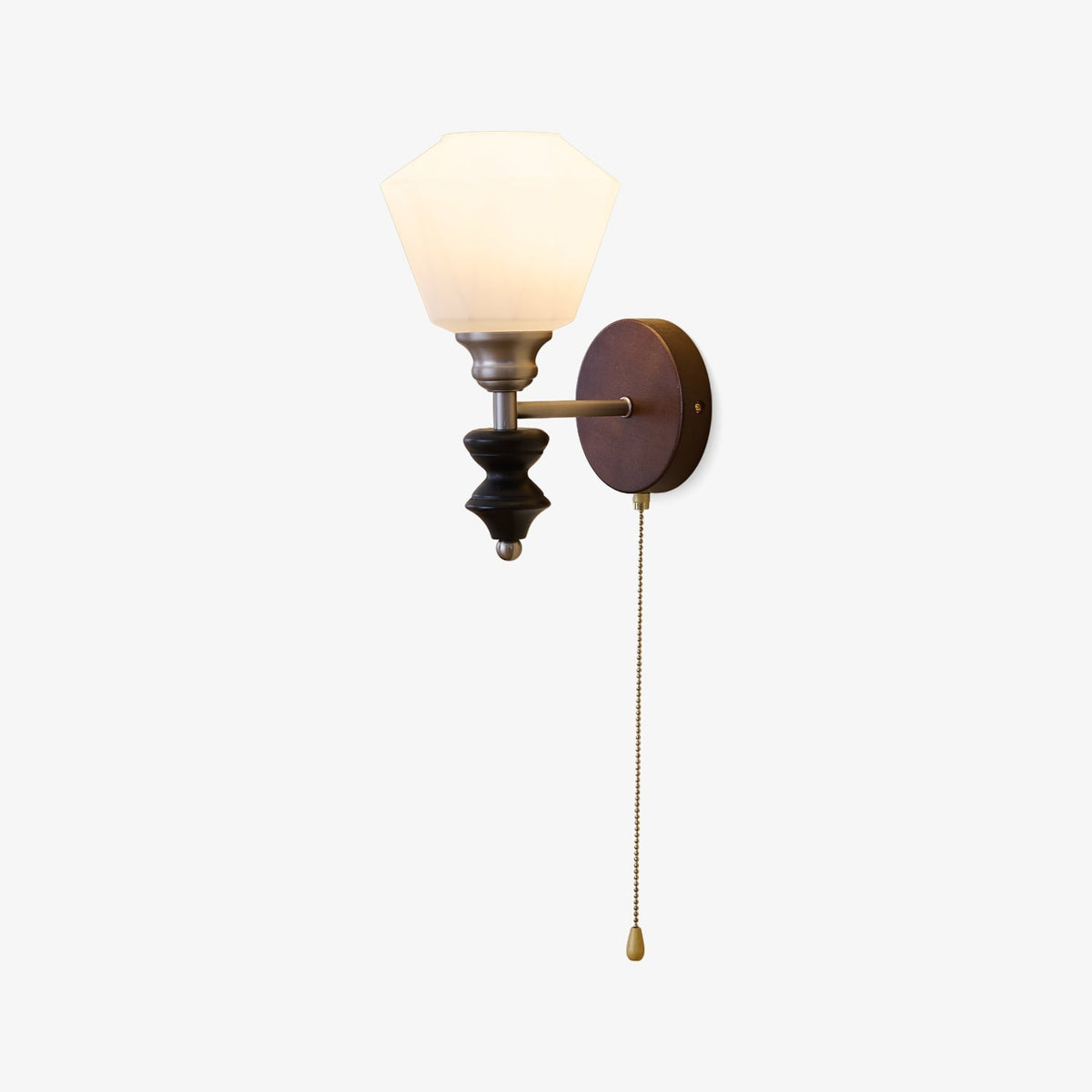 Lucille elegant klassisk kunstnerisk væglampe i glas og træ