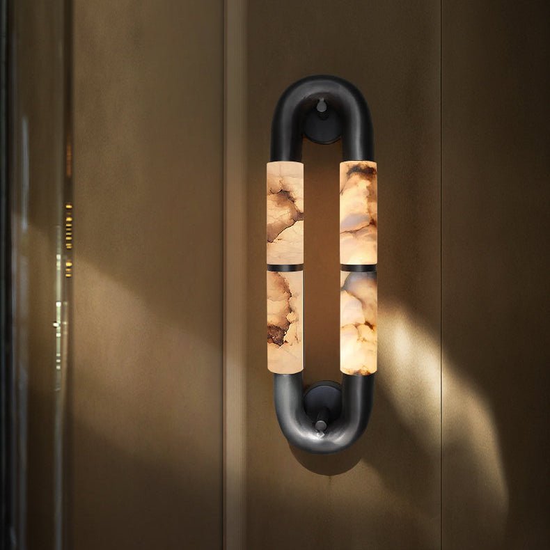 Gloxa dubbelbågad vägglampa i alabaster