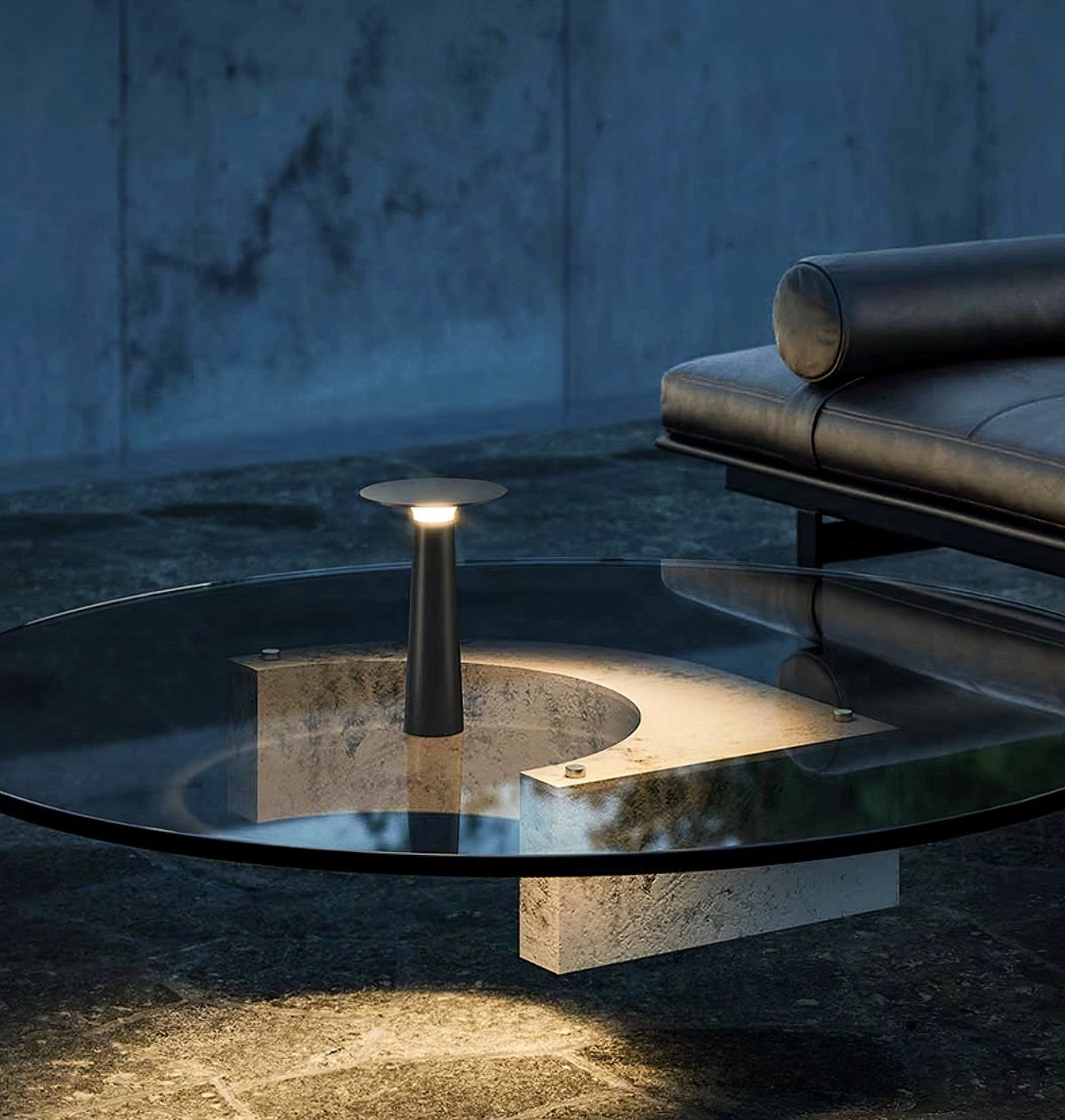 Gwil diskformet udendørs bordlampe