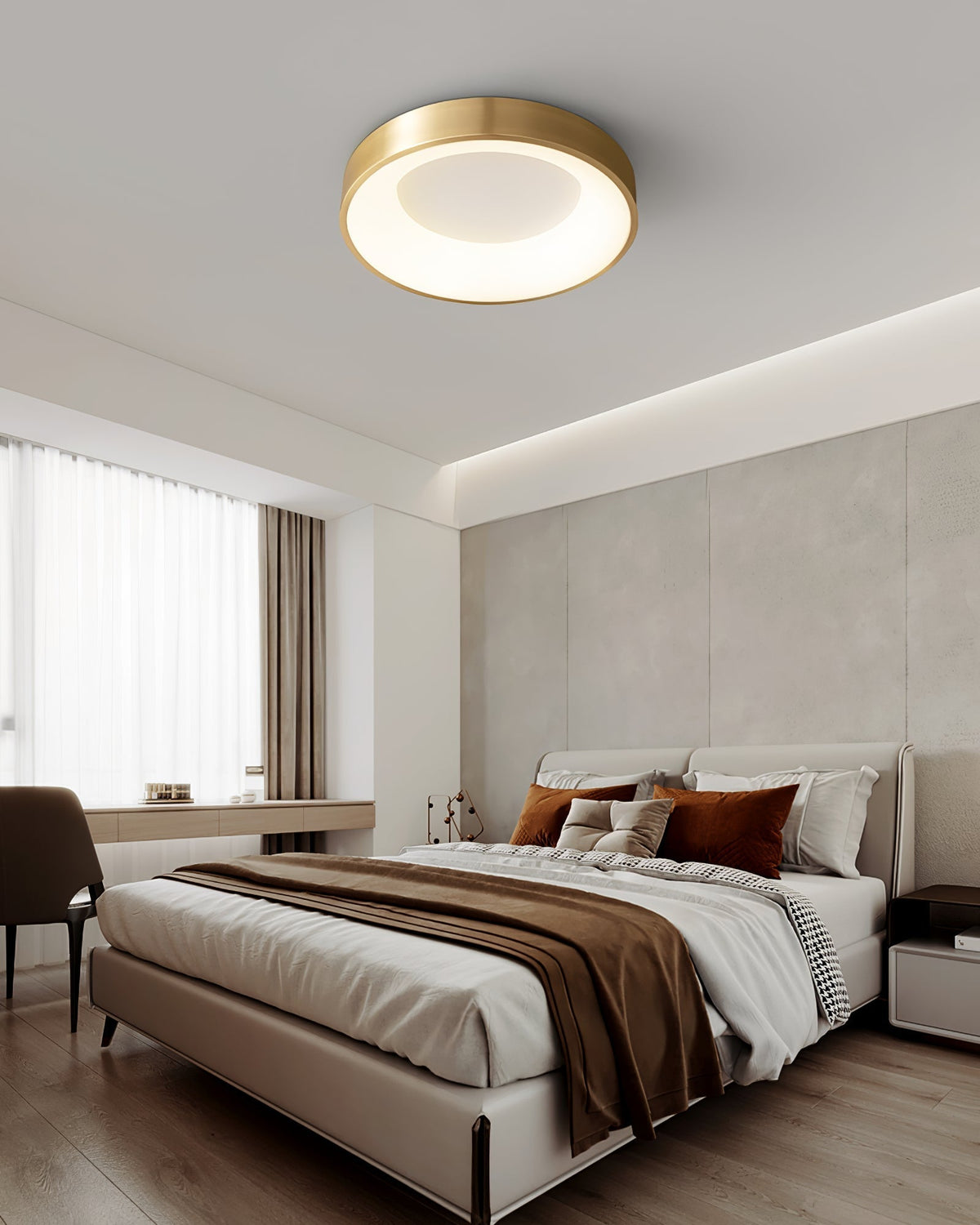 Zetheos modern minimalistisk taklampa i mässing