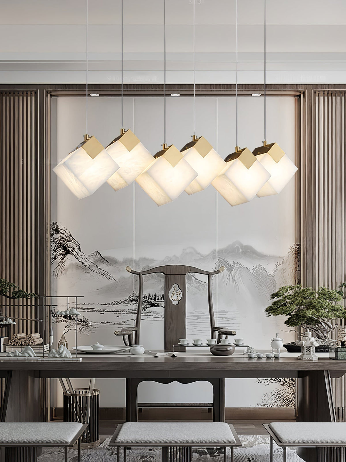 Vevariel Linear Alabaster Pendant Light