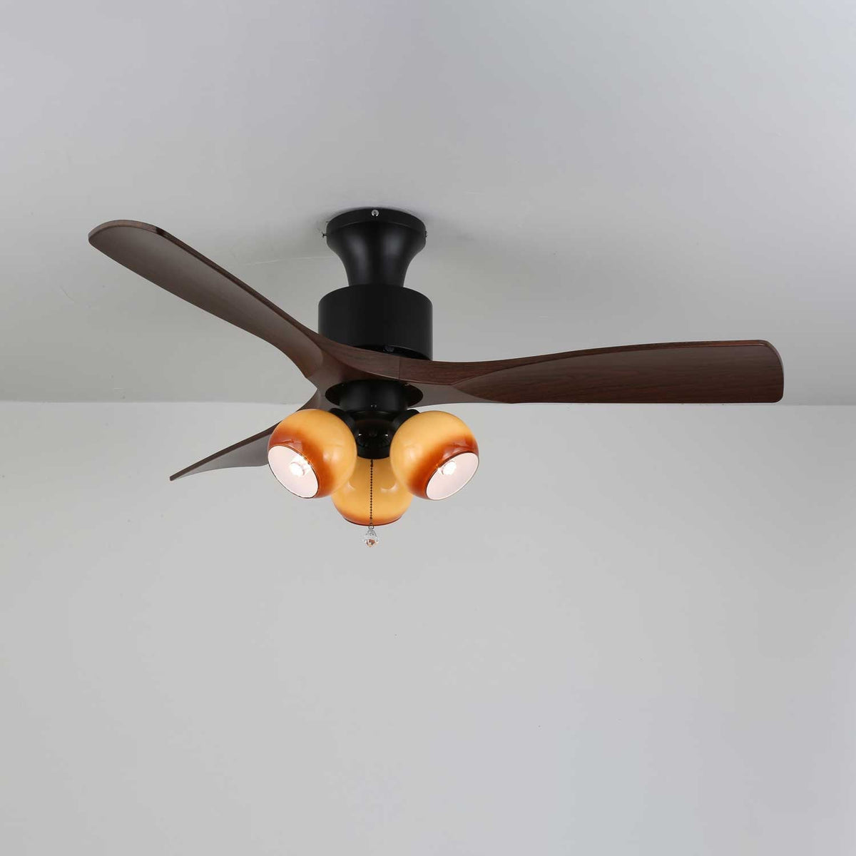 Gwen vintage-loftsventilator med glas og lys