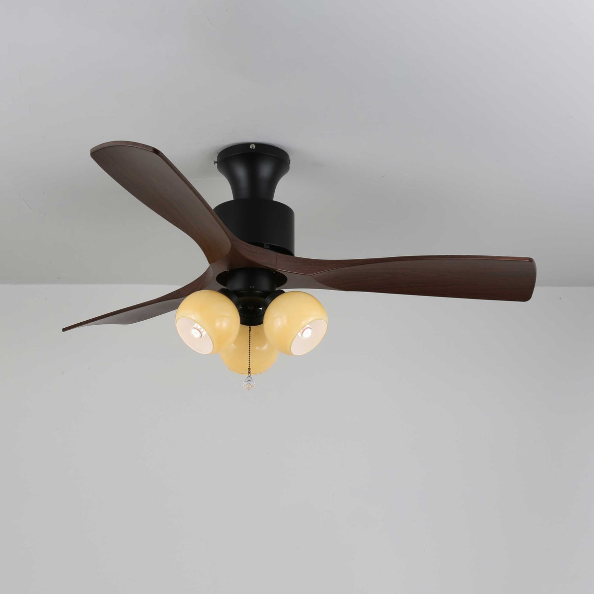 Gwen vintage-loftsventilator med glas og lys