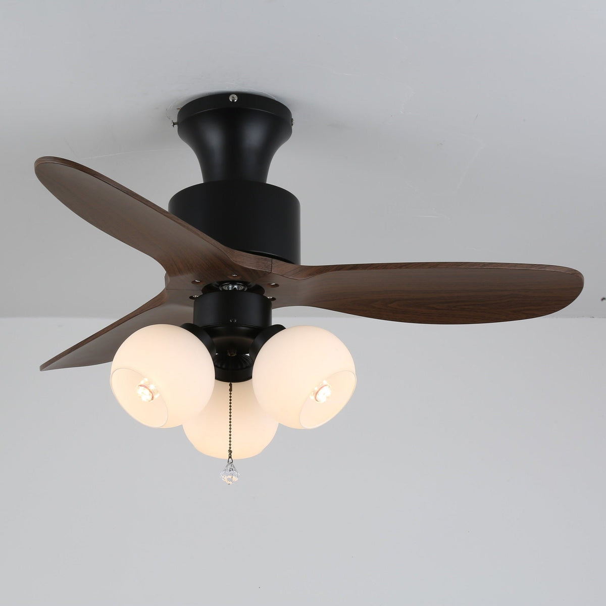 Gwen vintage-loftsventilator med glas og lys