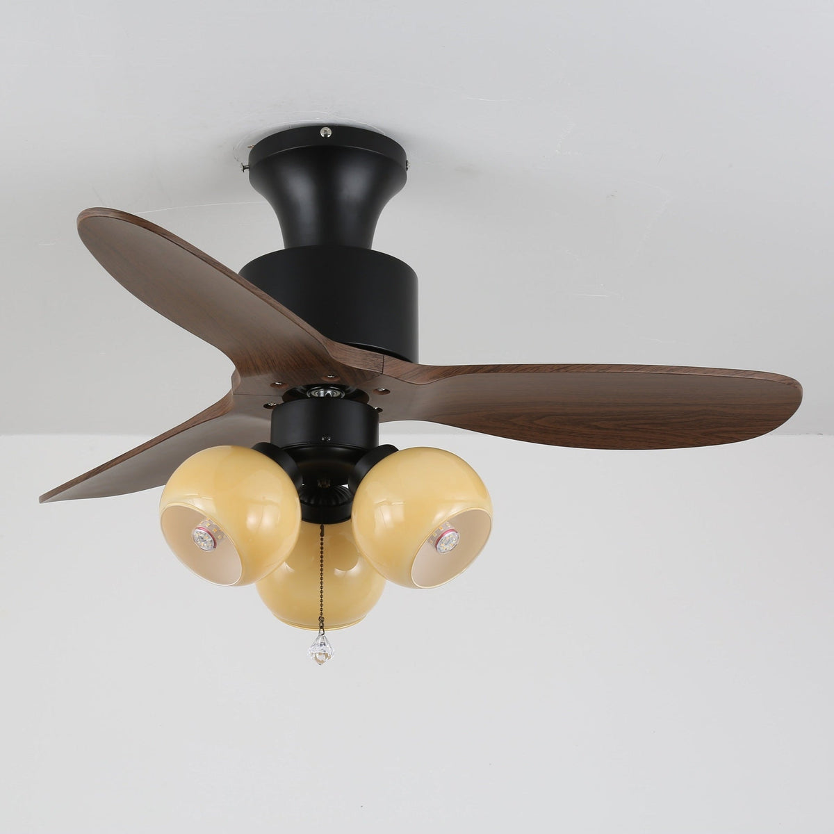 Gwen vintage-loftsventilator med glas og lys