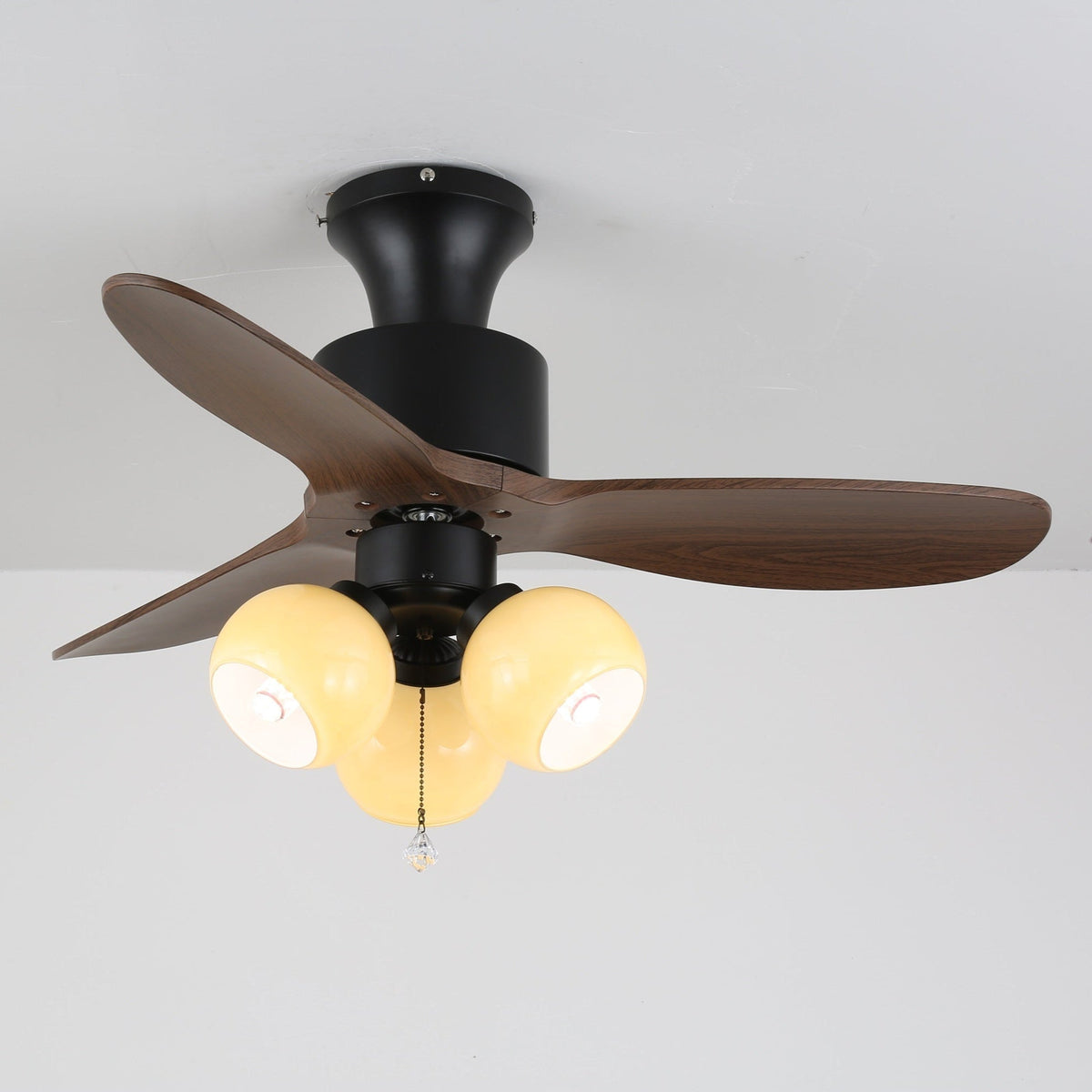 Gwen vintage-loftsventilator med glas og lys