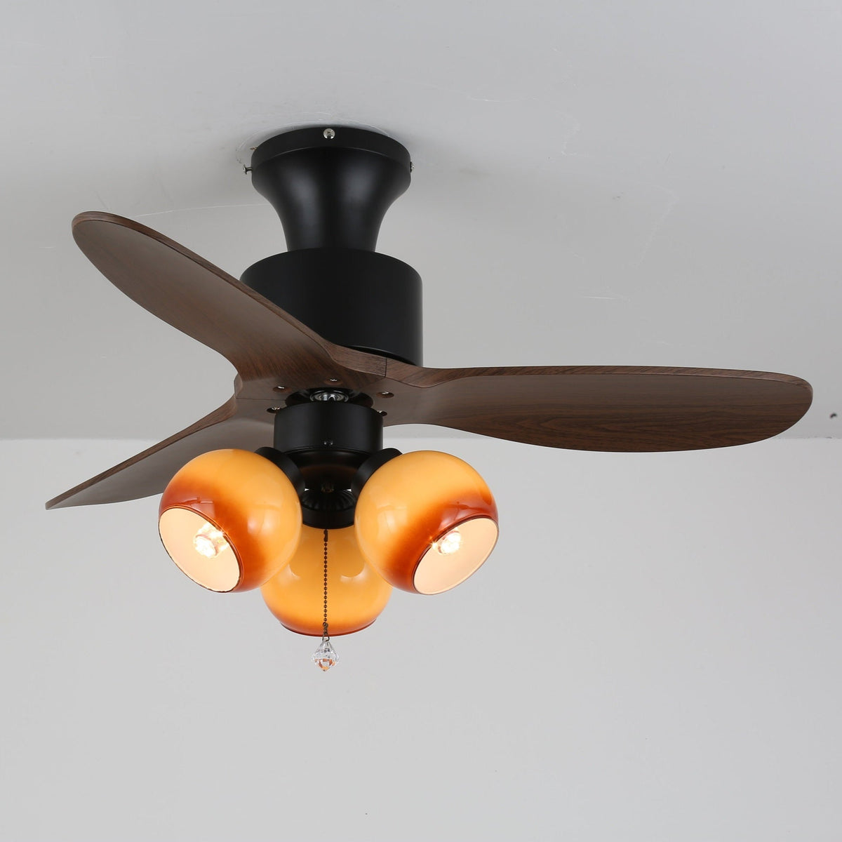 Gwen vintage-loftsventilator med glas og lys