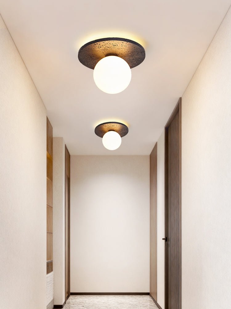 Otto globe-loftlampe i sort travertin