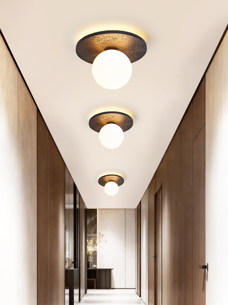 Otto globe-loftlampe i sort travertin