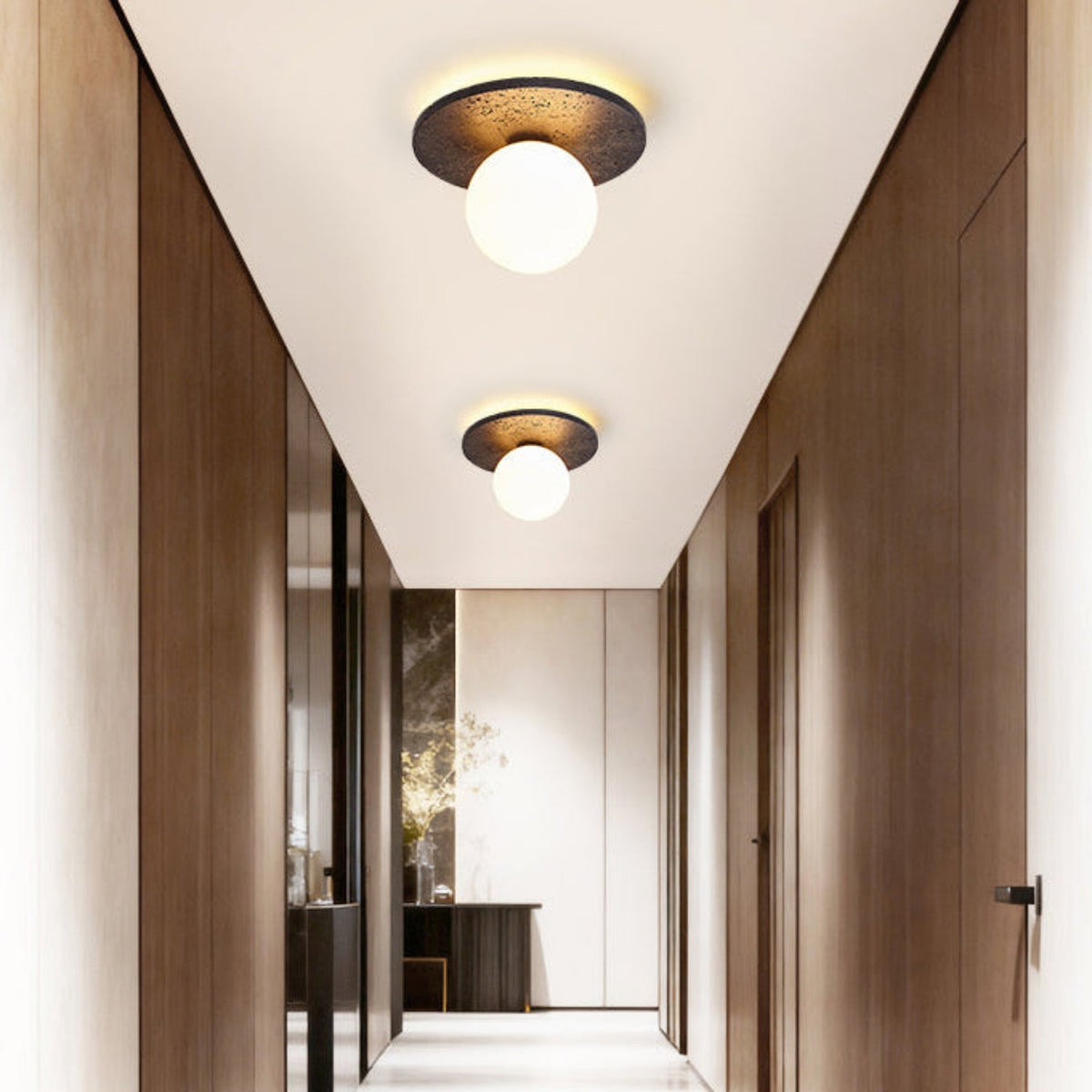 Otto globe-loftlampe i sort travertin
