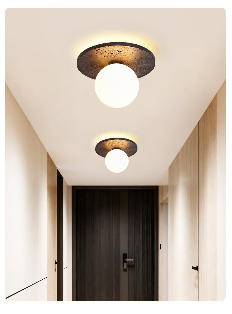 Otto globe-loftlampe i sort travertin