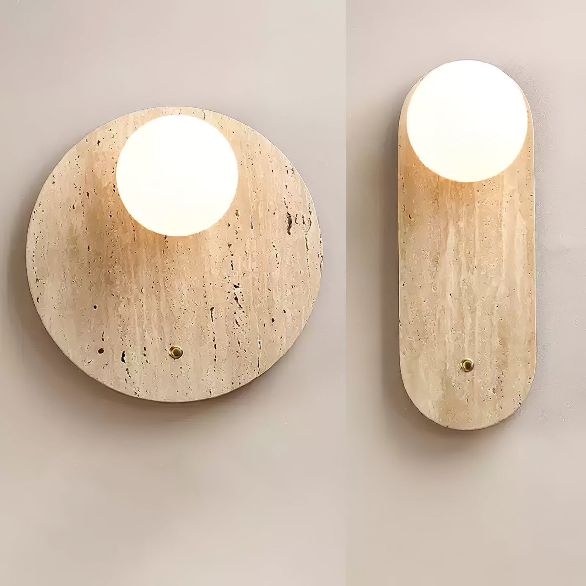 Aurevon minimalistisk vägglampa i travertin