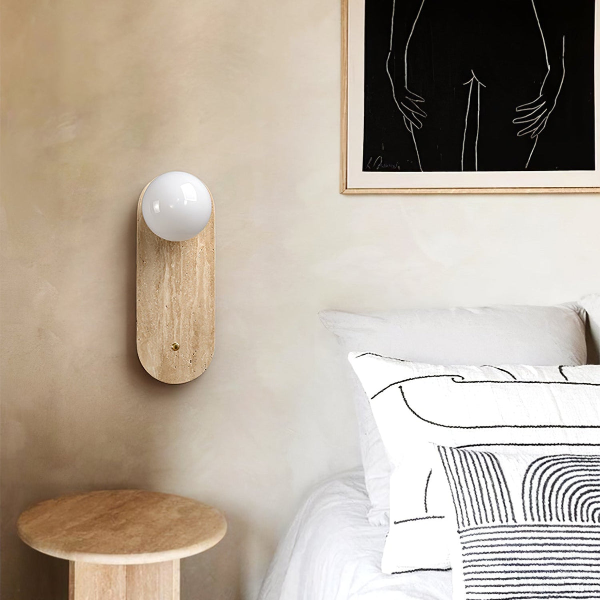 Aurevon minimalistisk vägglampa i travertin