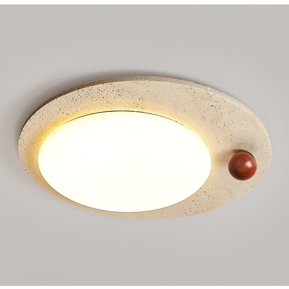 Aeolisk rund loftslampe i travertin