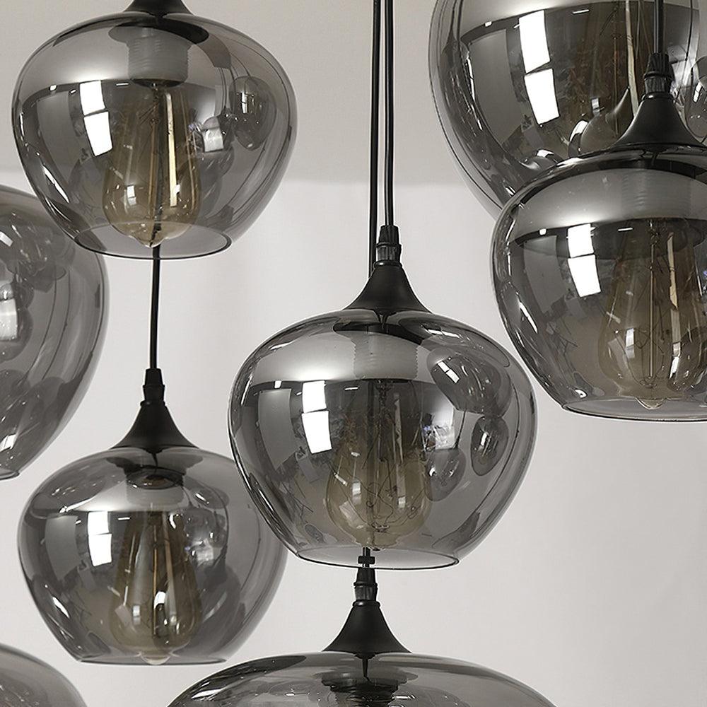 June minimalistisk flaskformad pendellampa i rökgrått glas