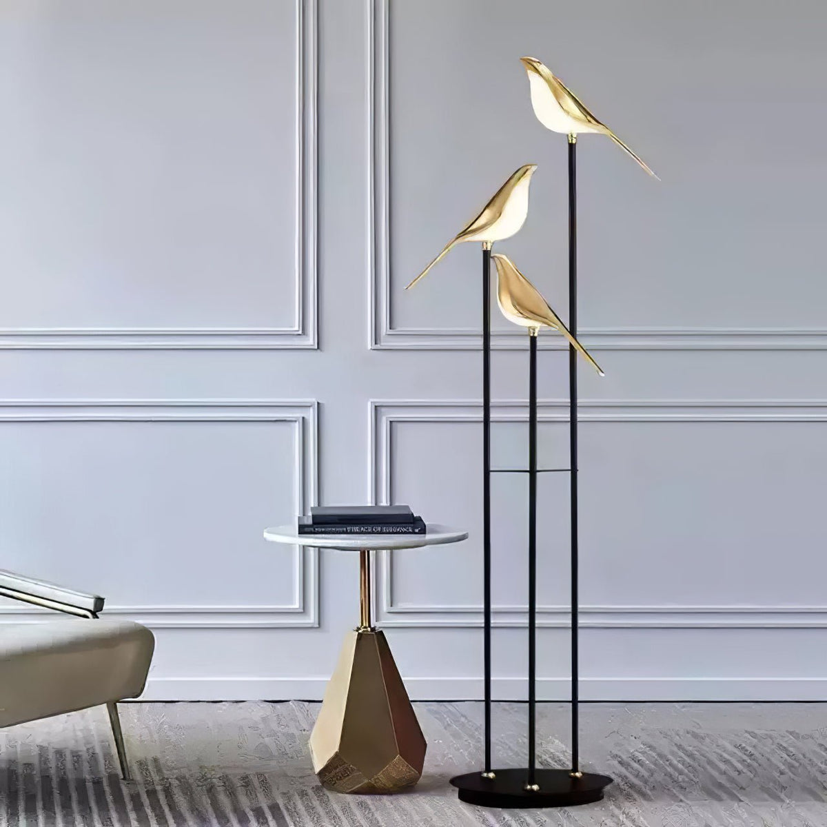 Vont Art Deco-gulvlampe i messing