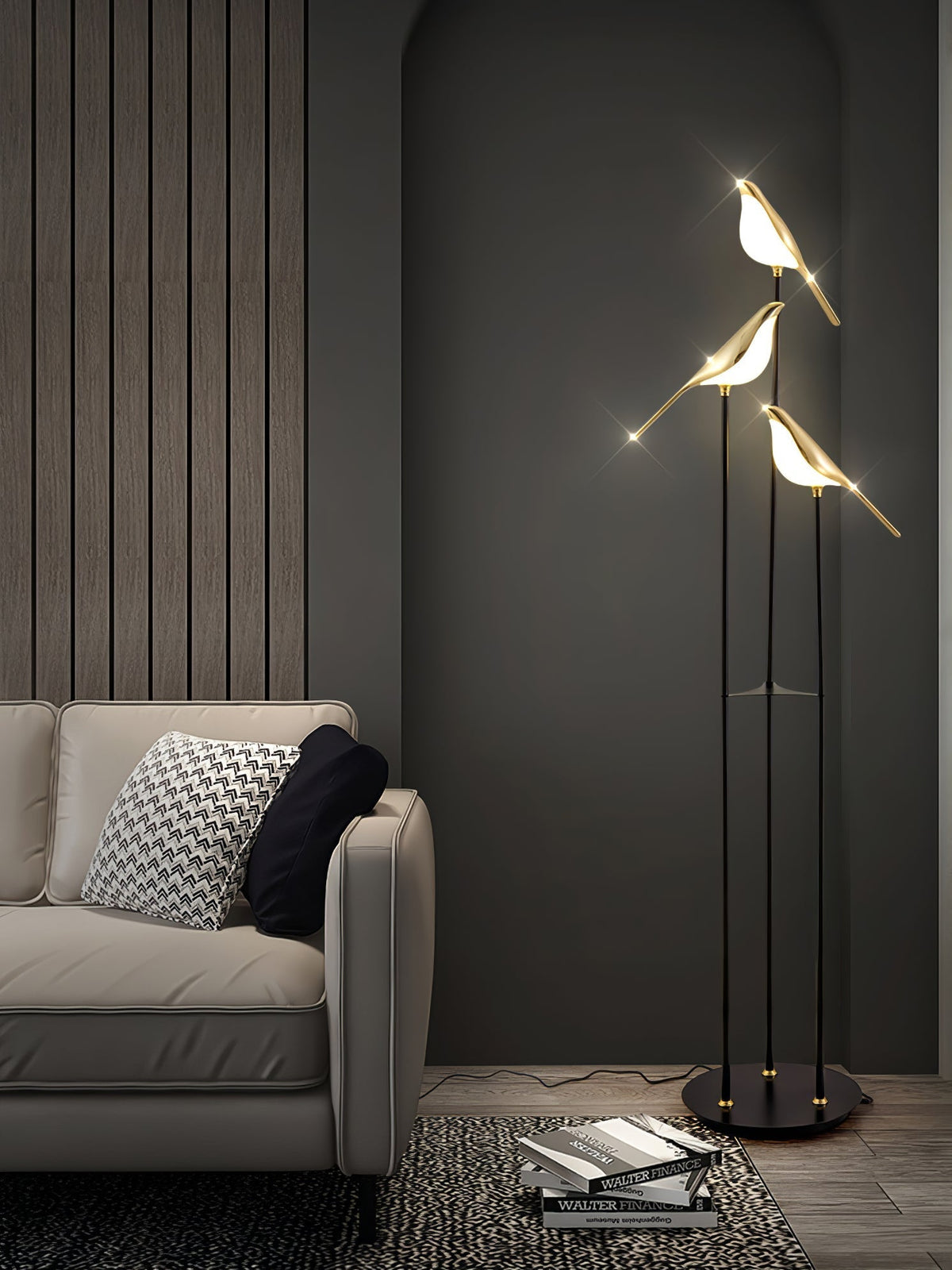 Vont Art Deco-gulvlampe i messing