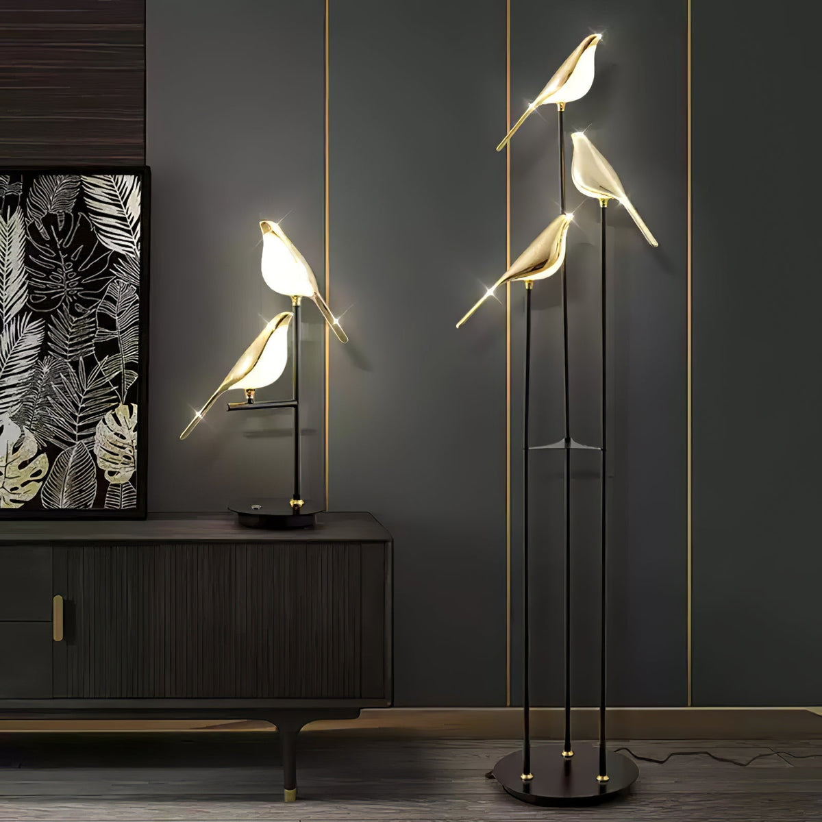 Vont Art Deco-gulvlampe i messing