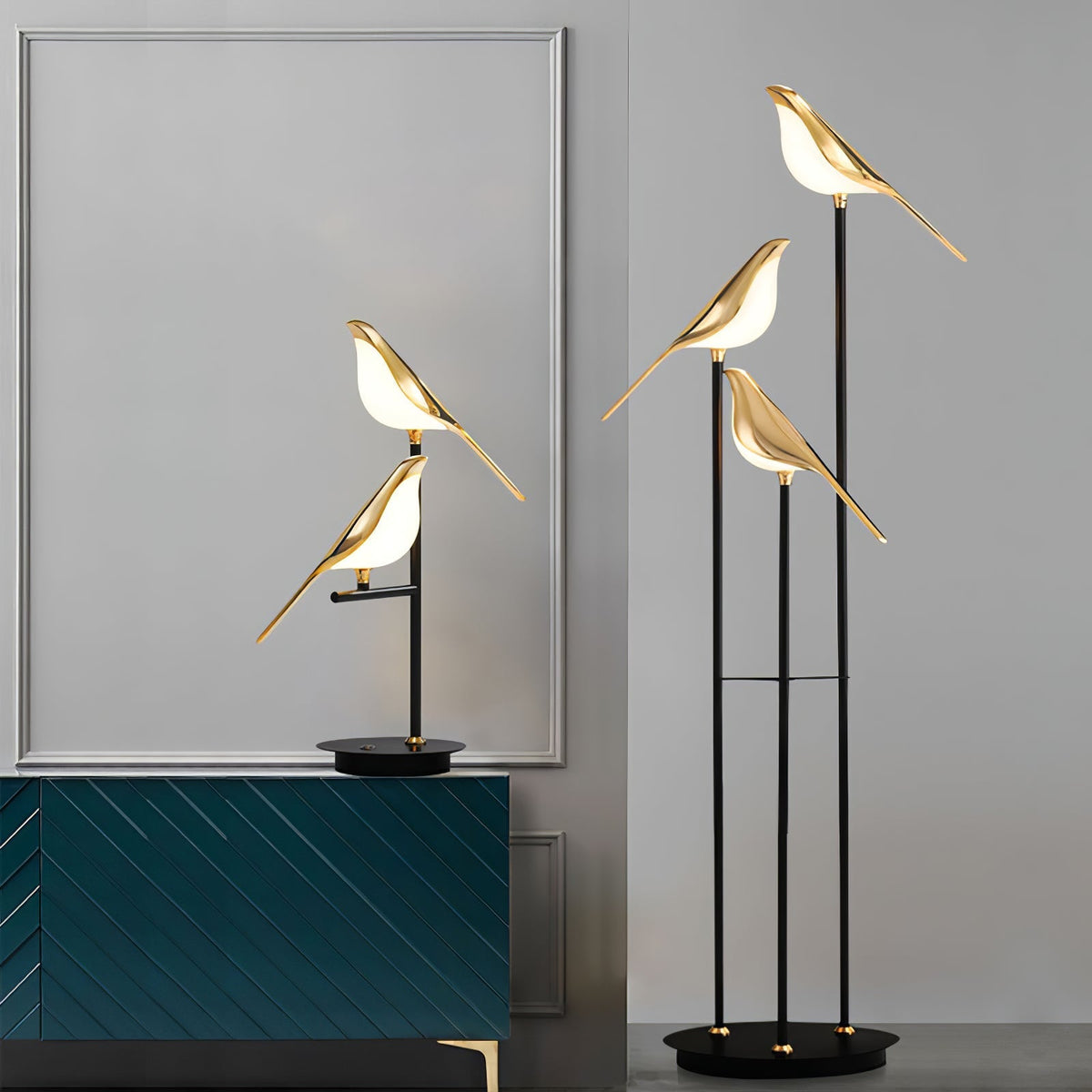 Vont Art Deco-gulvlampe i messing