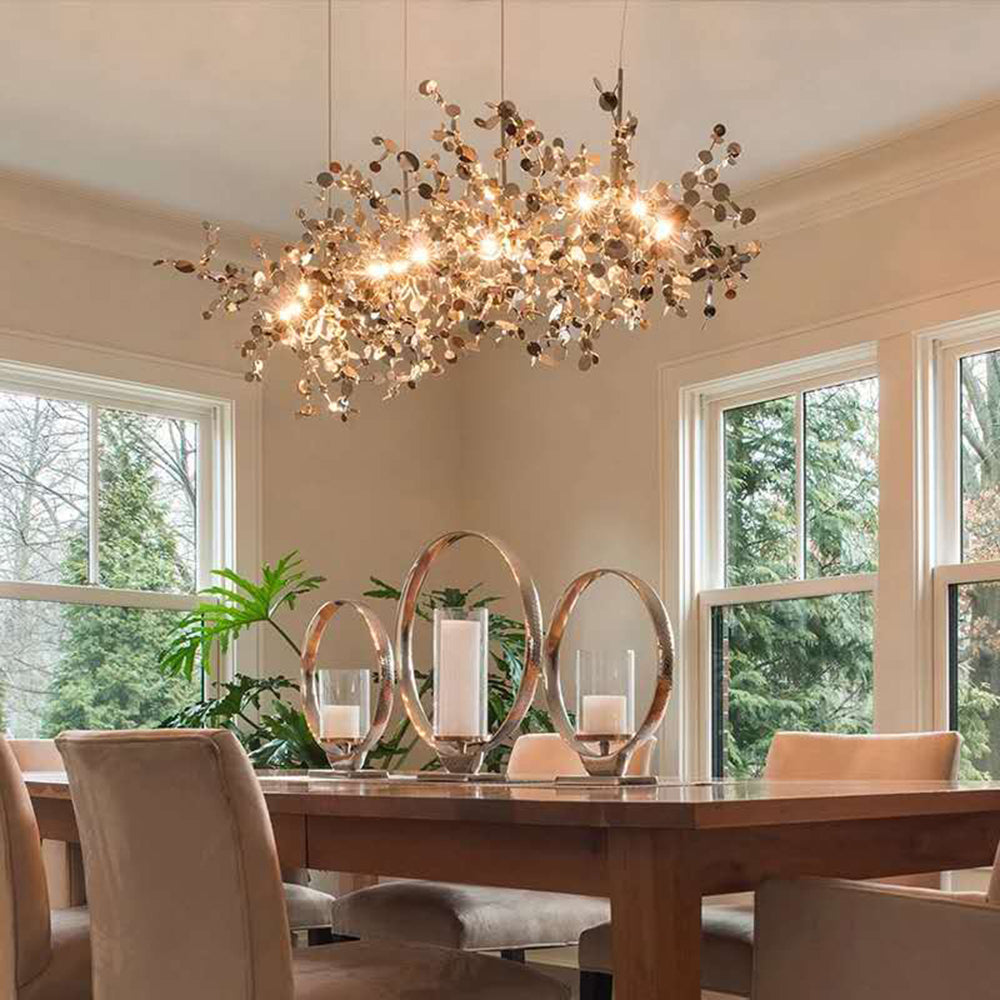 Olivia konstnärlig elegant klusterpendellampa med fyrverkeridesign, rostfritt stål
