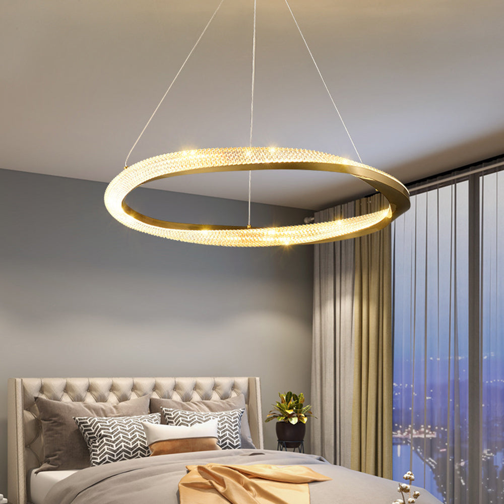 Arisha minimalistisk ringformad spiralpendellampa, guld