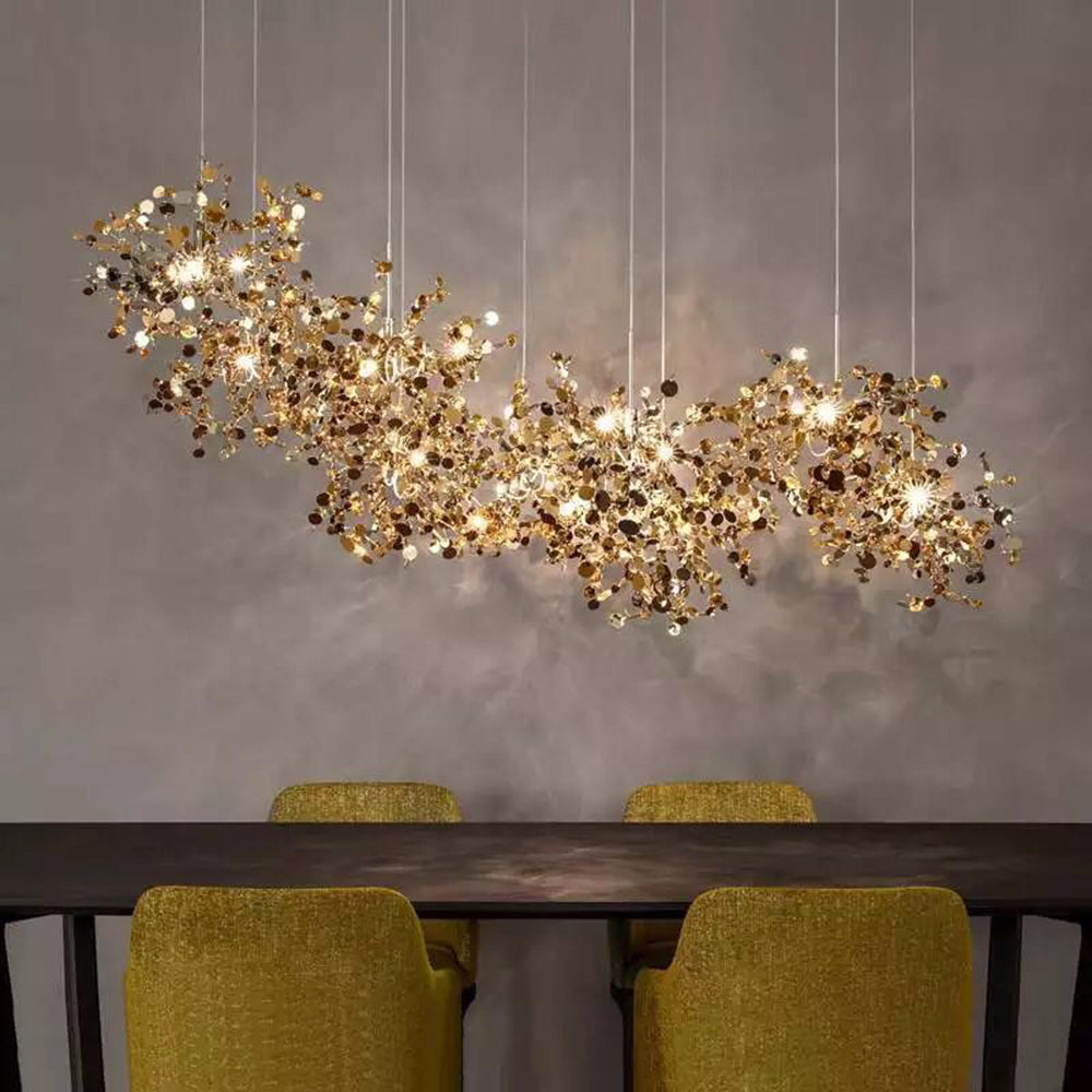 Olivia konstnärlig elegant klusterpendellampa med fyrverkeridesign, rostfritt stål