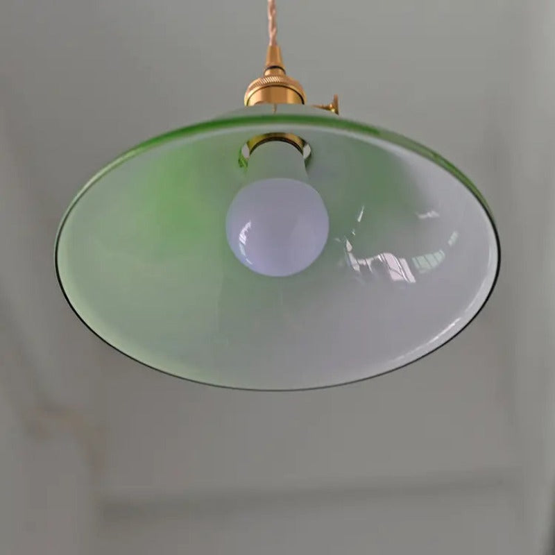 Valentina rustik vintage LED-pendellampa i grön koppar och glas för matsal