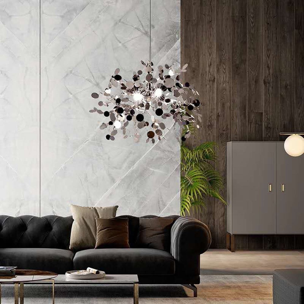 Olivia konstnärlig elegant klusterpendellampa med fyrverkeridesign, rostfritt stål