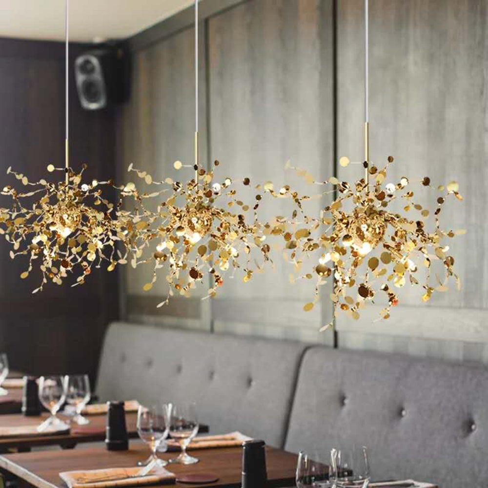 Olivia konstnärlig elegant klusterpendellampa med fyrverkeridesign, rostfritt stål