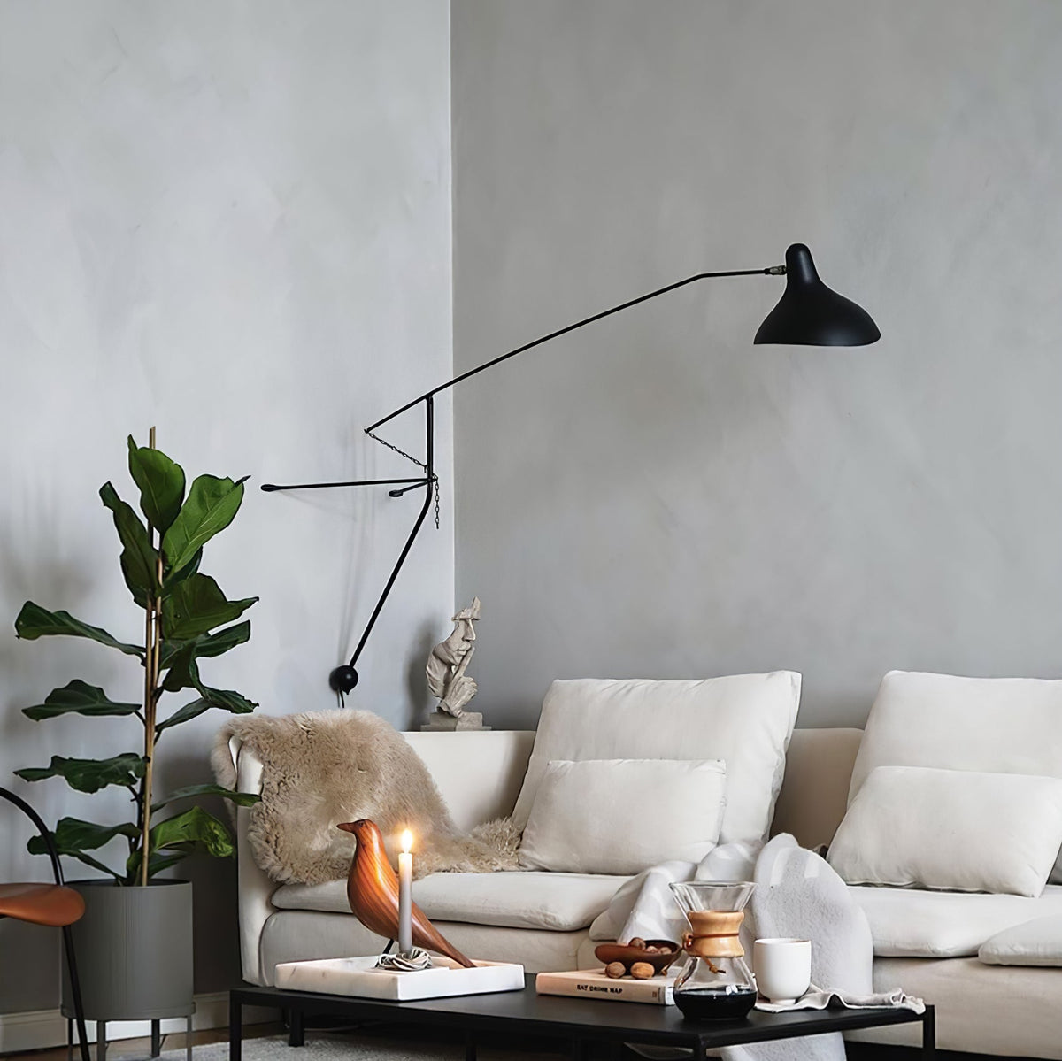 Candeeiro de parede moderno minimalista com braço Ivsolarae