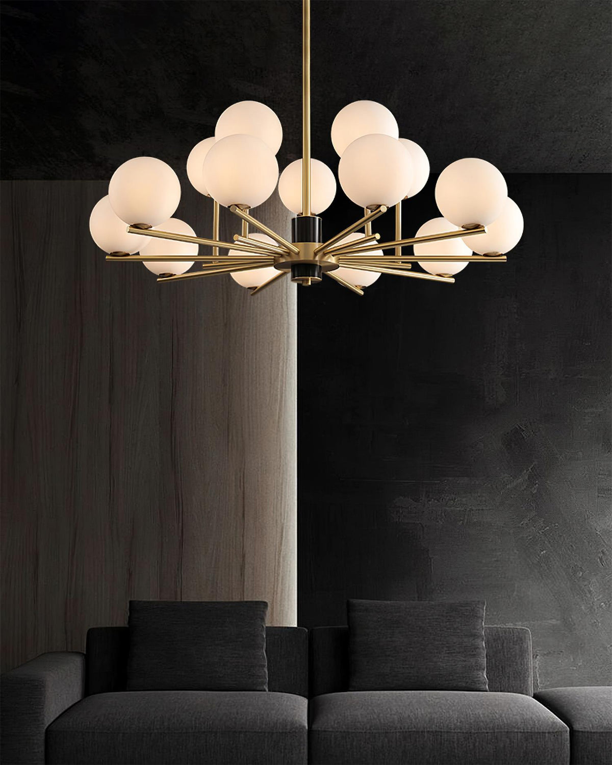 Covynel messinglysekrone i mid-century-stil