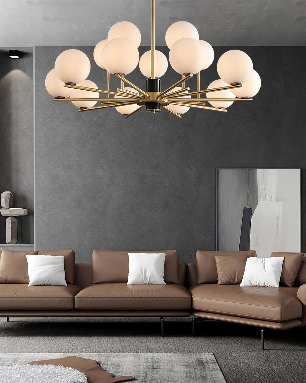 Covynel messinglysekrone i mid-century-stil