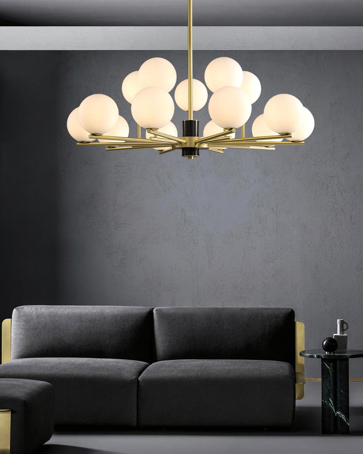 Covynel messinglysekrone i mid-century-stil