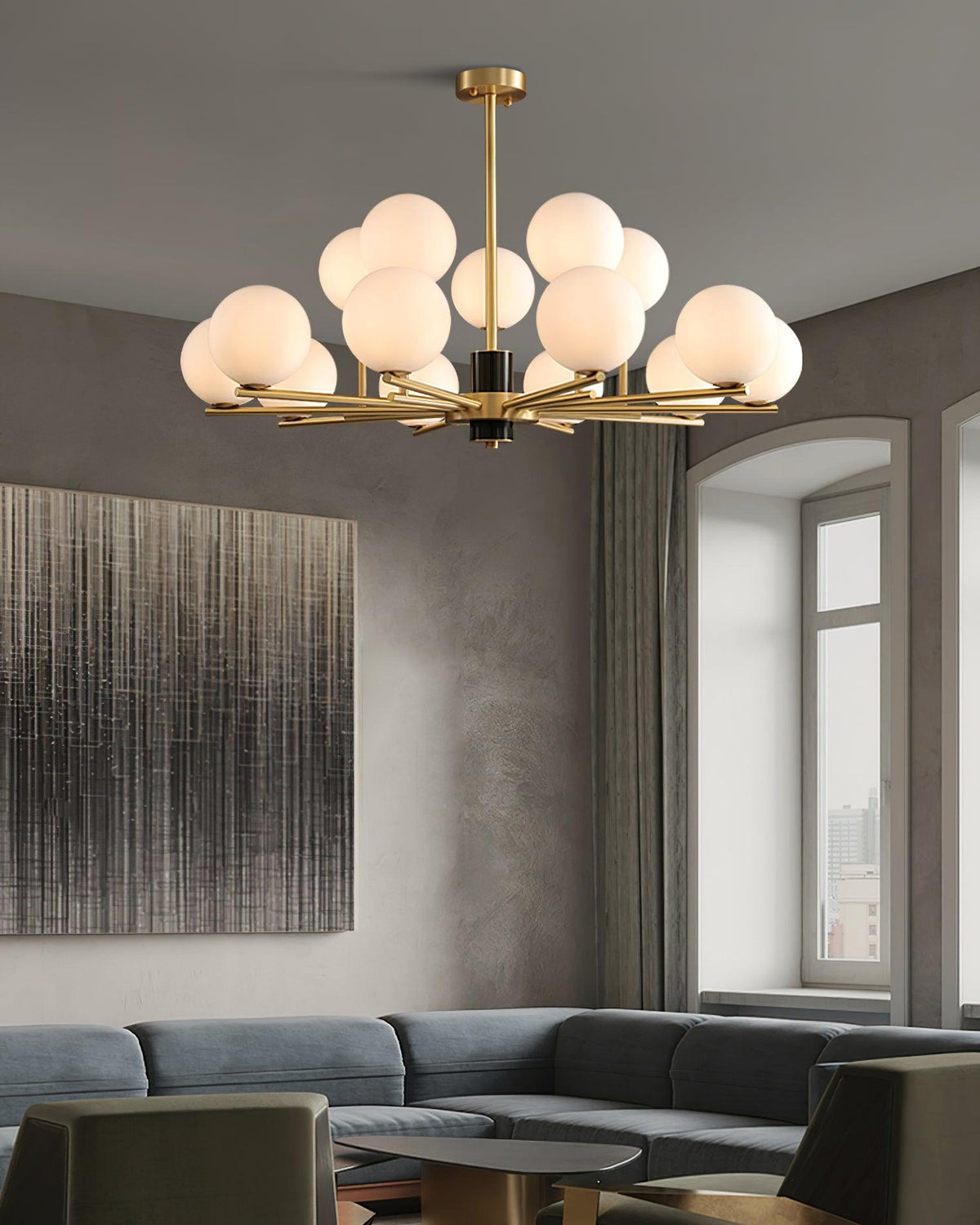 Covynel messinglysekrone i mid-century-stil