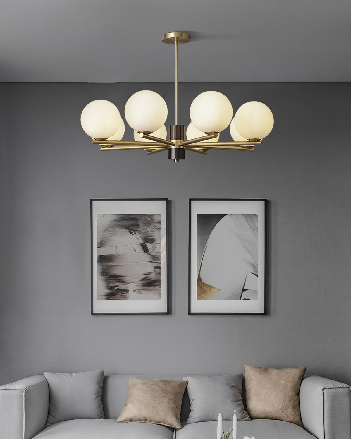 Covynel messinglysekrone i mid-century-stil