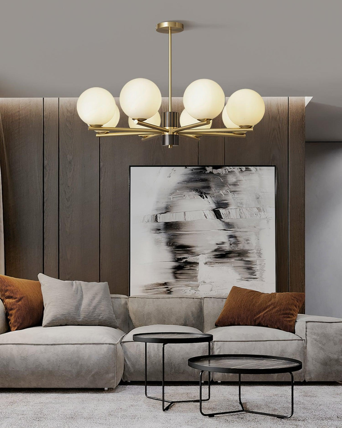 Covynel messinglysekrone i mid-century-stil
