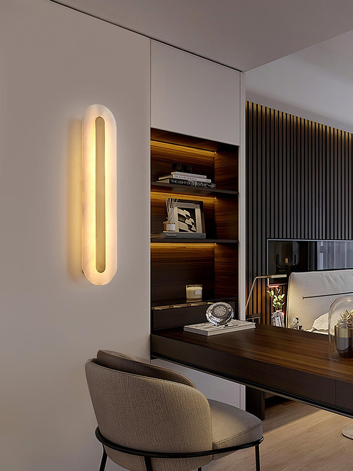 Selvia minimalistisk vägglampa i alabaster