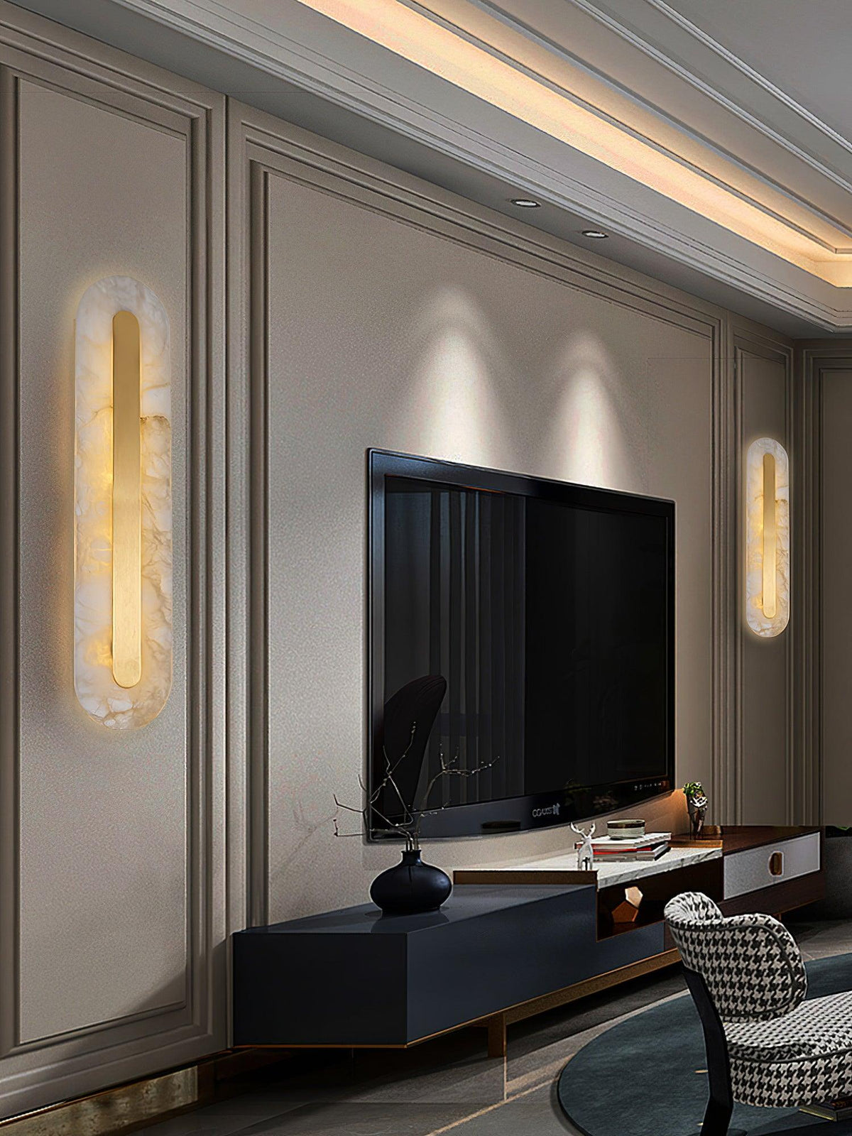 Selvia minimalistisk vägglampa i alabaster