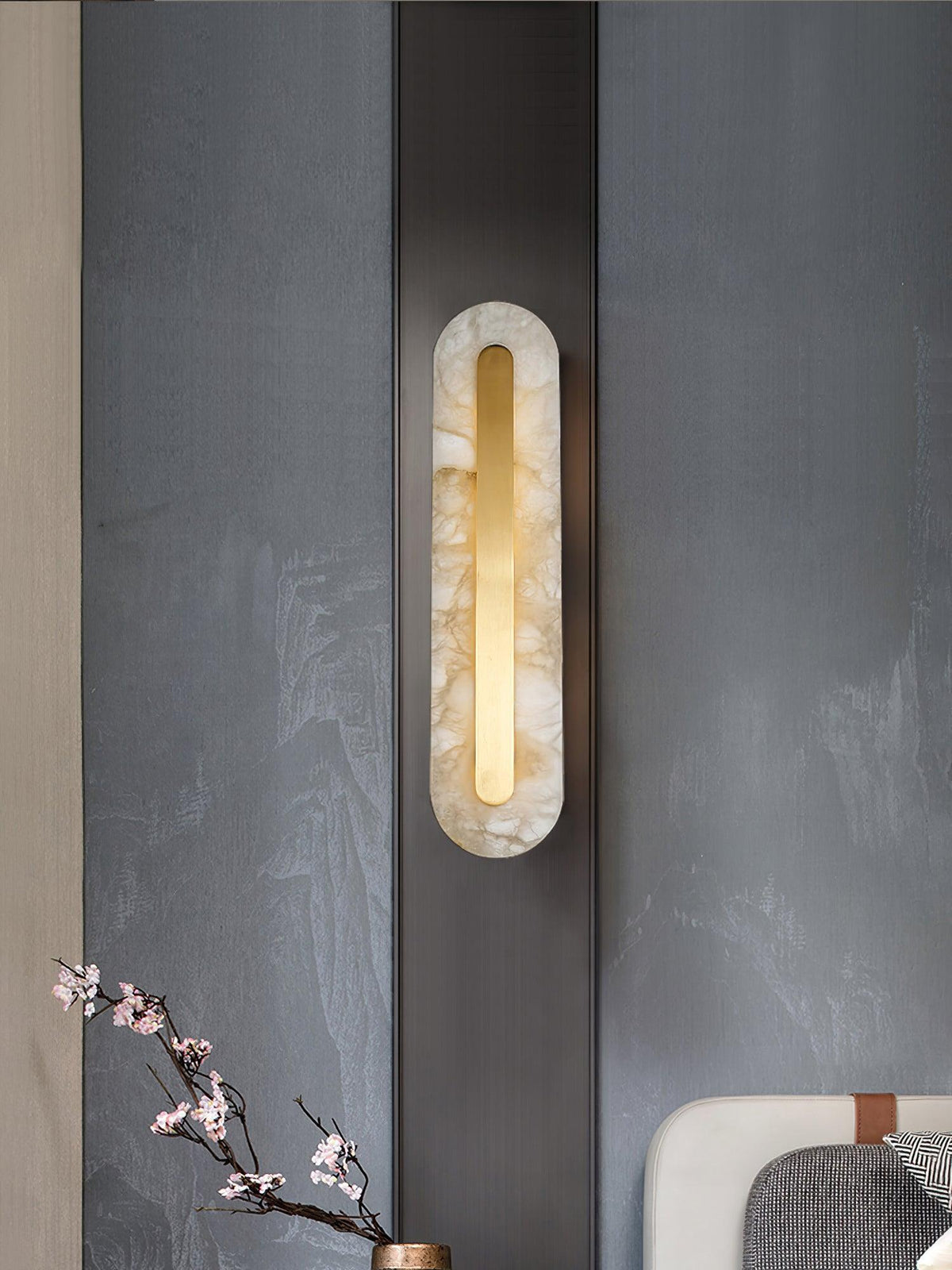 Selvia minimalistisk vägglampa i alabaster