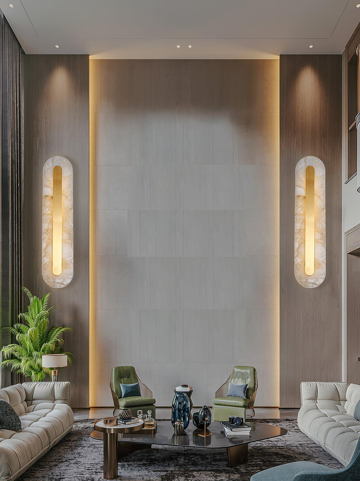 Selvia minimalistisk vägglampa i alabaster