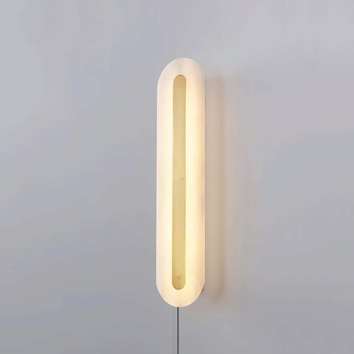 Afrundet alabaster-væglampe med plug-in