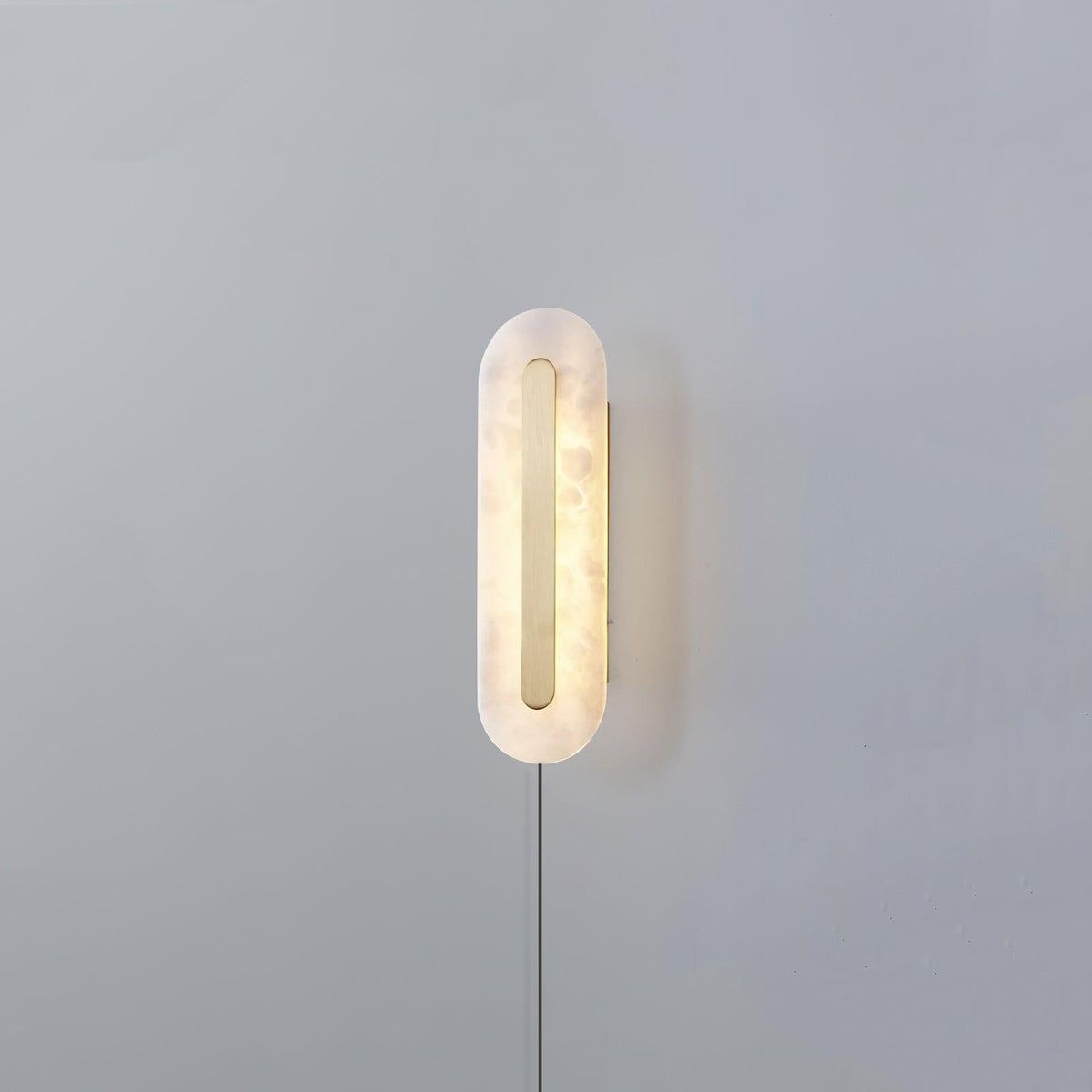 Afrundet alabaster-væglampe med plug-in