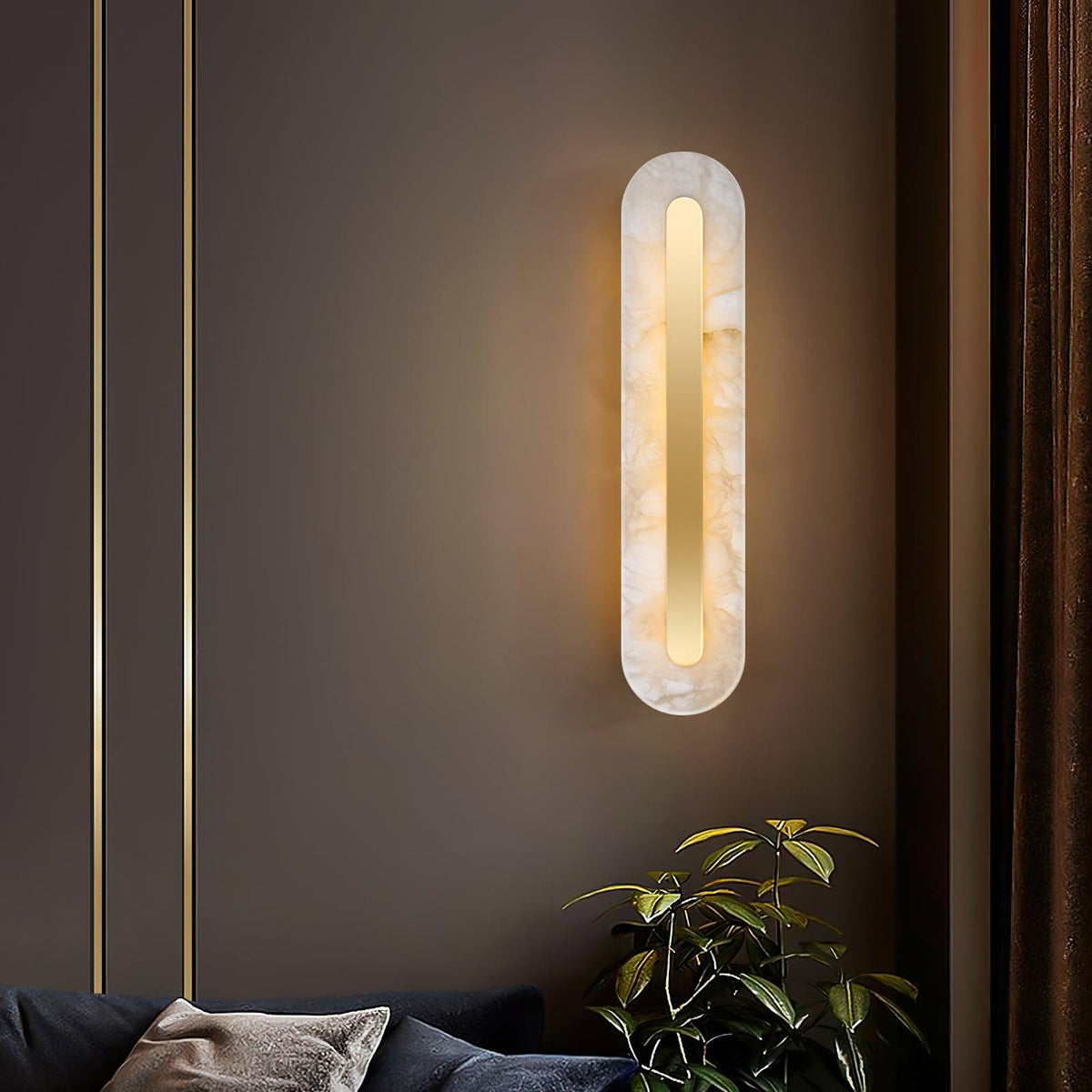Selvia minimalistisk vägglampa i alabaster