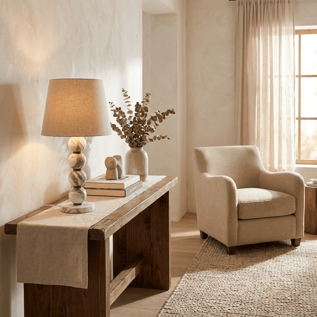 Avrielle kugleformet marmorbordlampe