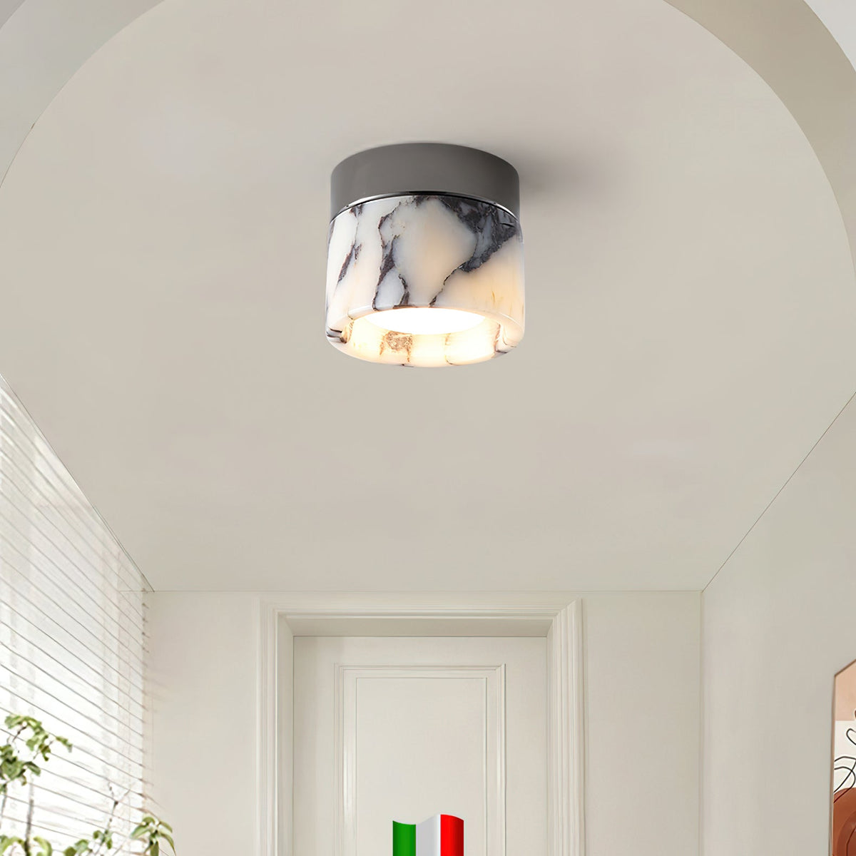 Selielle rund loftslampe i marmor