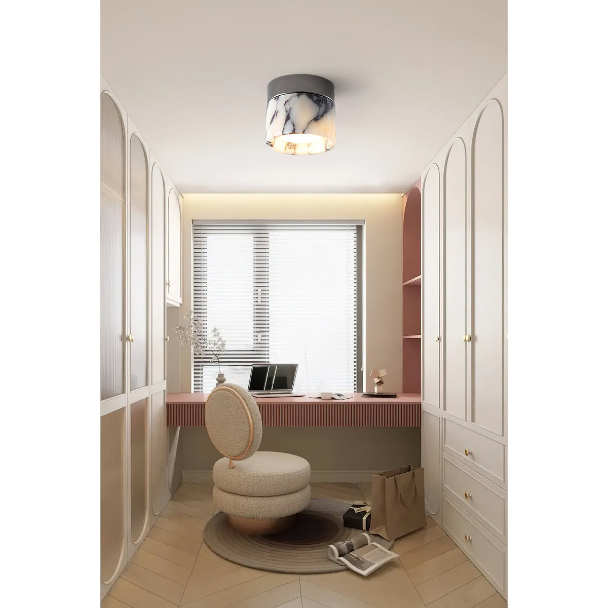 Selielle rund loftslampe i marmor
